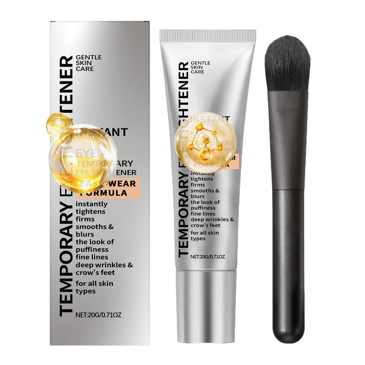 RuiMewK ruimewk instant eye-tightener cream brush shows precise application for quick smoothing.
