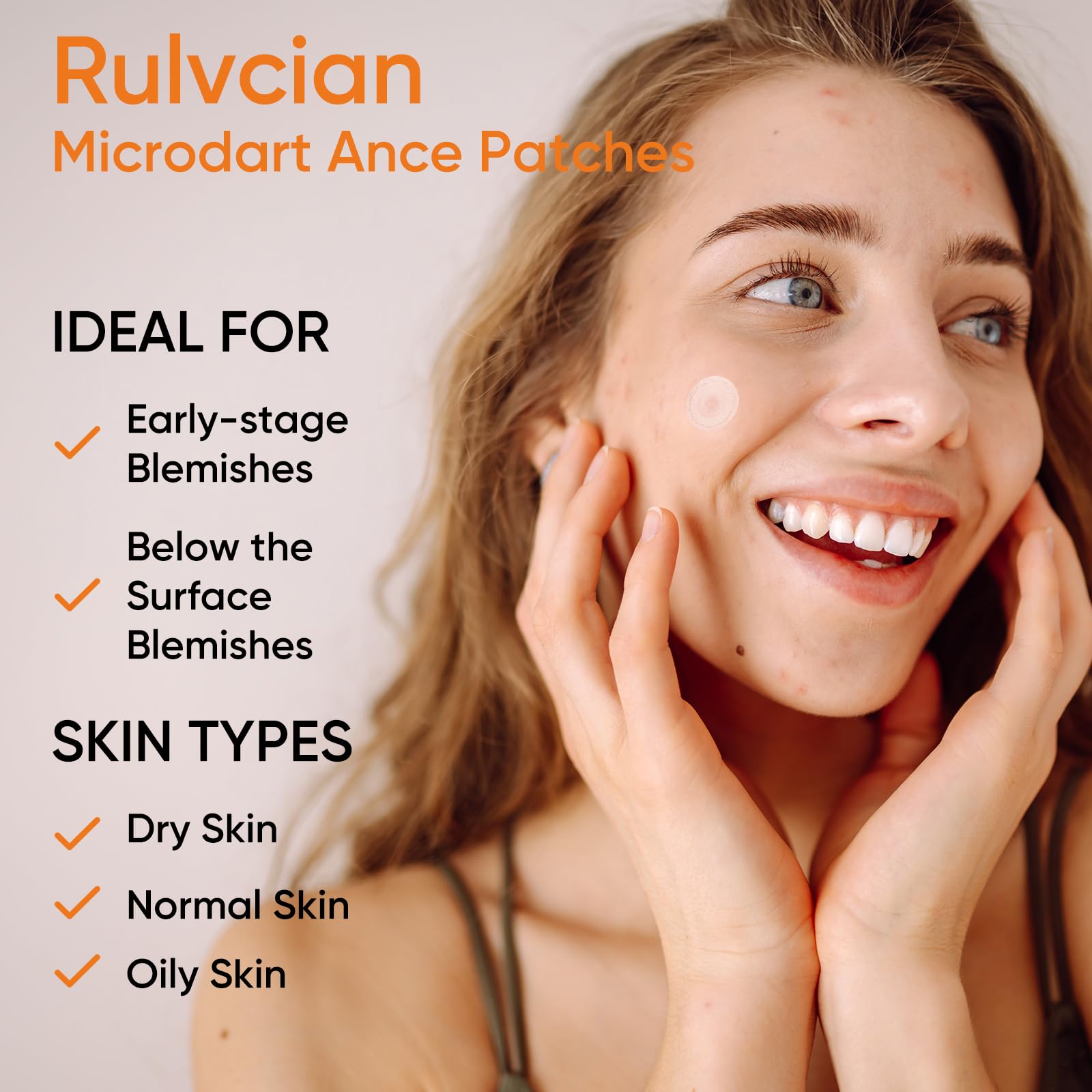 Rulvcian patch being applied on skin for fast blemish care.