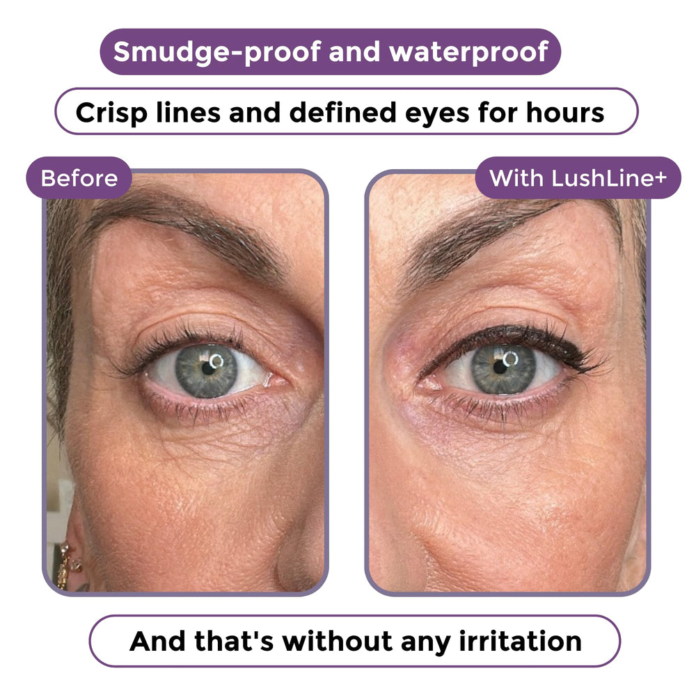 Rumi Cosmetiques LushLine+ eyeliner castor oil nourishes the lash line.