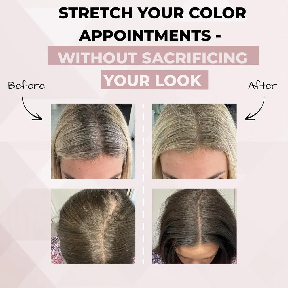Rumi Cosmetiques HairMagic+ argan oil formula nourishes scalp while concealing.