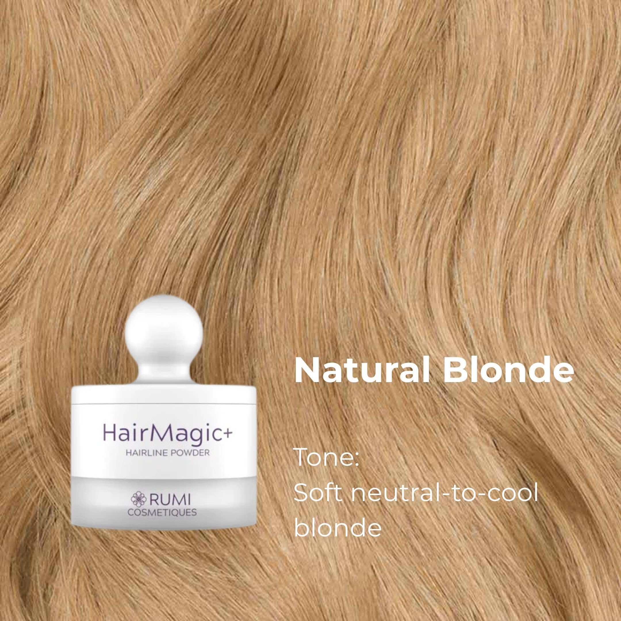 Rumi Cosmetiques HairMagic+ natural blonde shade applies evenly for believable color.