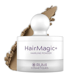 Rumi Cosmetiques HairMagic+ root touch-up powder compact blends seamlessly for natural gray coverage.
