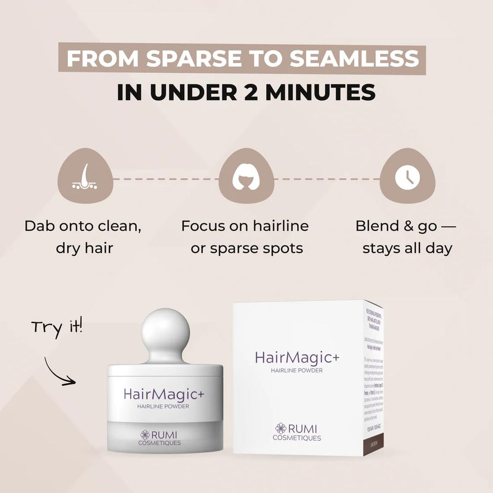 Rumi Cosmetiques HairMagic+ seven shades offer natural look options.
