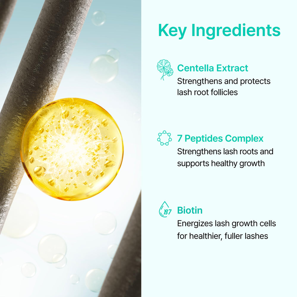 Ruminae Biotin and Peptides close-up suggests stronger-looking lashes and brows.