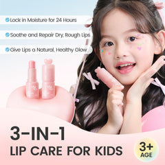 RUNBEN color-changing lip balm 24-hour hydration graphic implies lasting moisture.