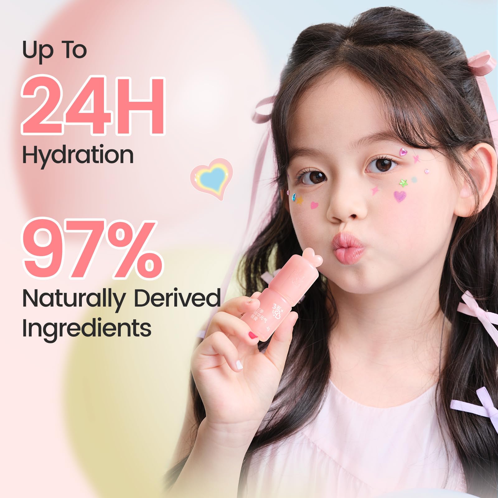 RUNBEN color-changing lip balm swatch shows natural tint reacting to lips.