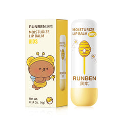 RUNBEN Kids Lip Balm tube close-up for smooth, moisturized lips.