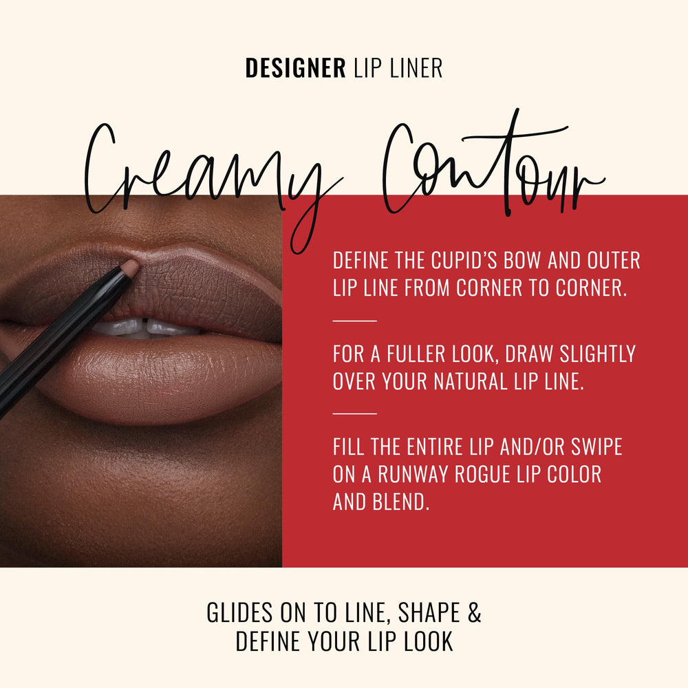 Runway Rogue lip pencil creamy vegan formula swatch for comfortable color and smooth texture