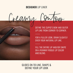 Runway Rogue lip pencil creamy vegan formula swatch for comfortable color and smooth texture