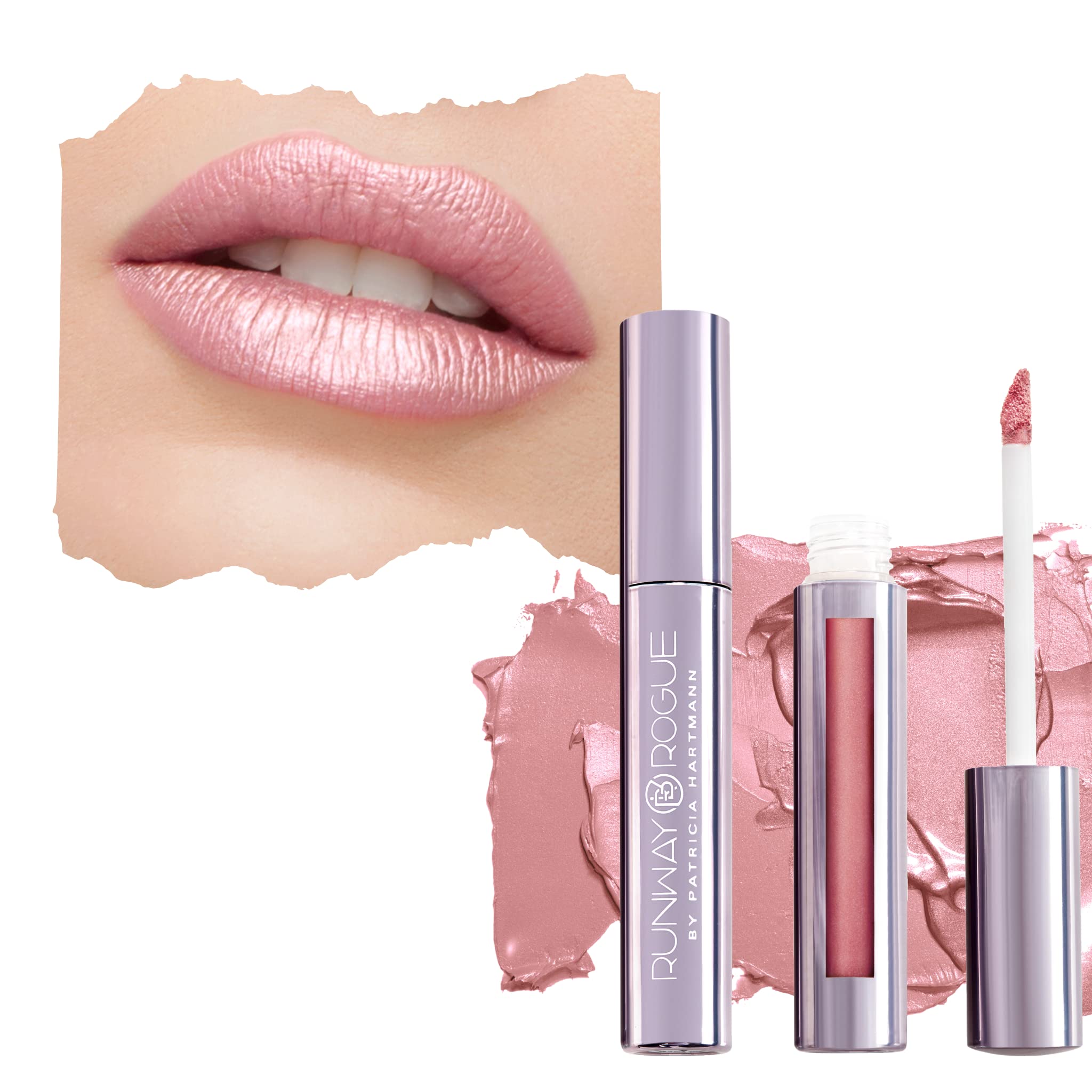 Runway Rogue Silk Glam Trophy Wife tube closeup shows long-wear frosted pink shade