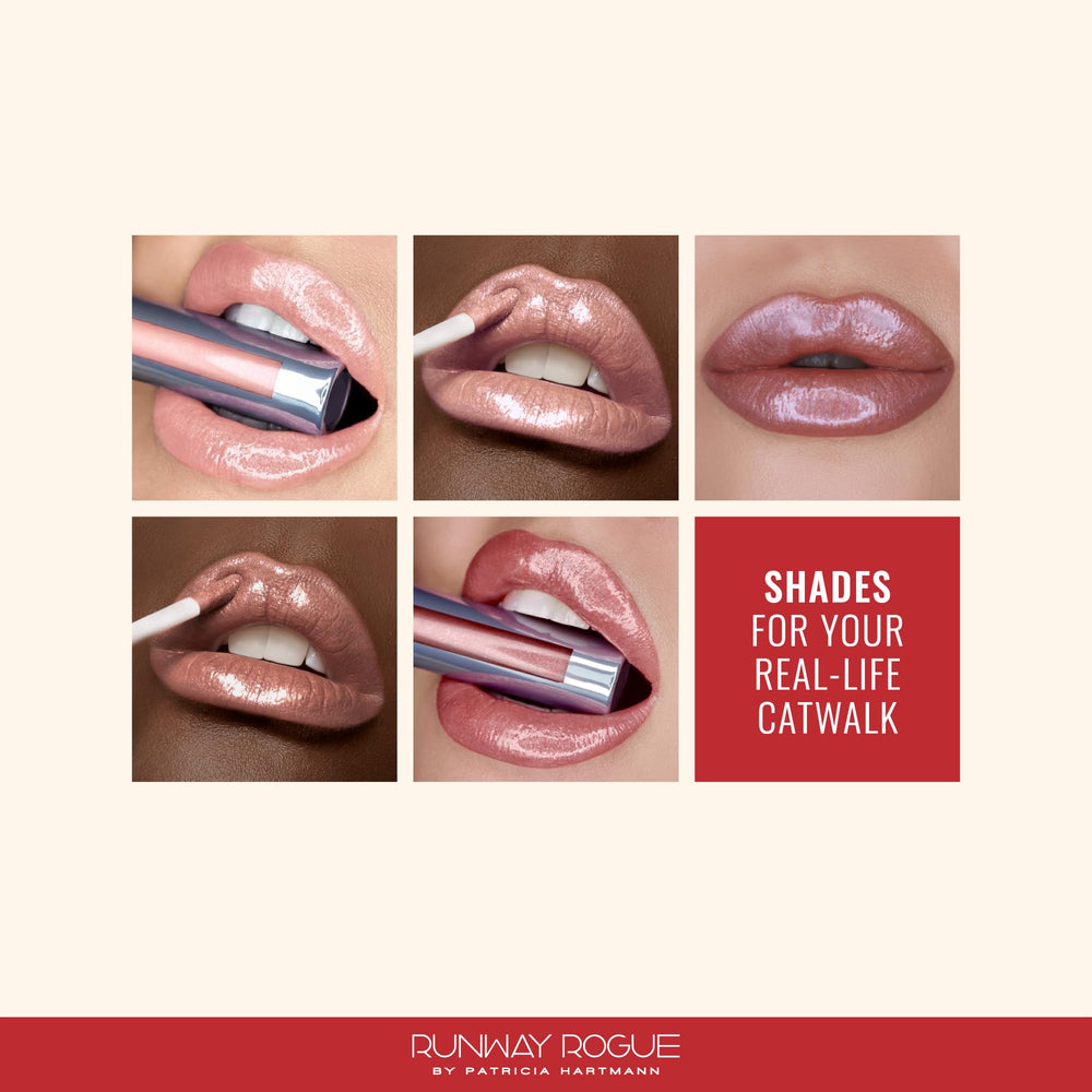 Runway Rogue LuxGloss glitter-pearl-shine on lips to elevate everyday looks