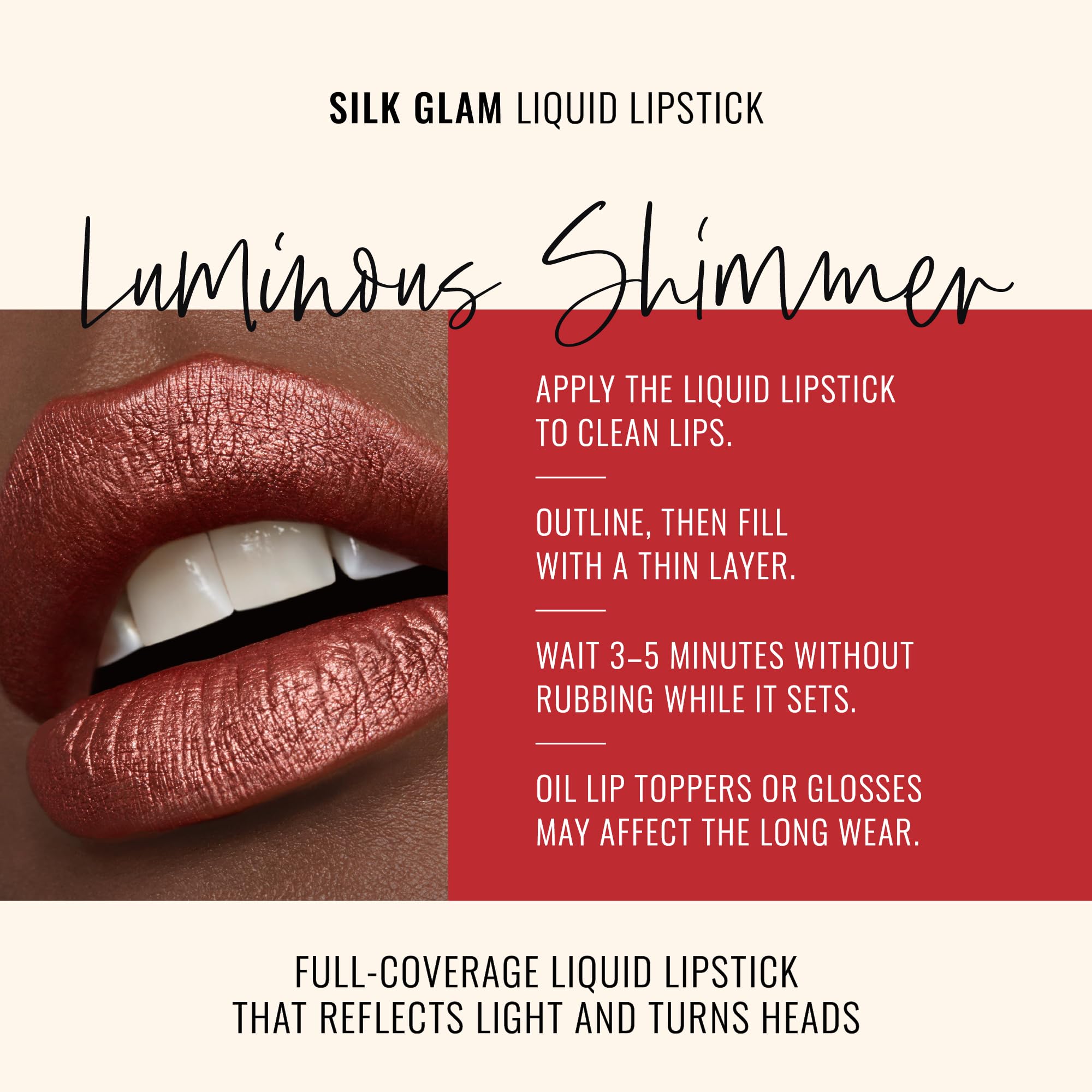 Runway Rogue Silk Glam Lipstick Film Noir application shows smooth, even coverage