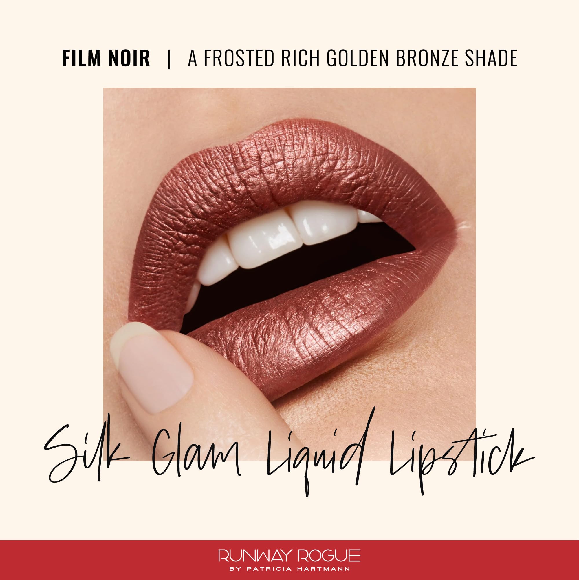 Runway Rogue Silk Glam Lipstick Film Noir wear test demonstrates lasting color without touch-ups