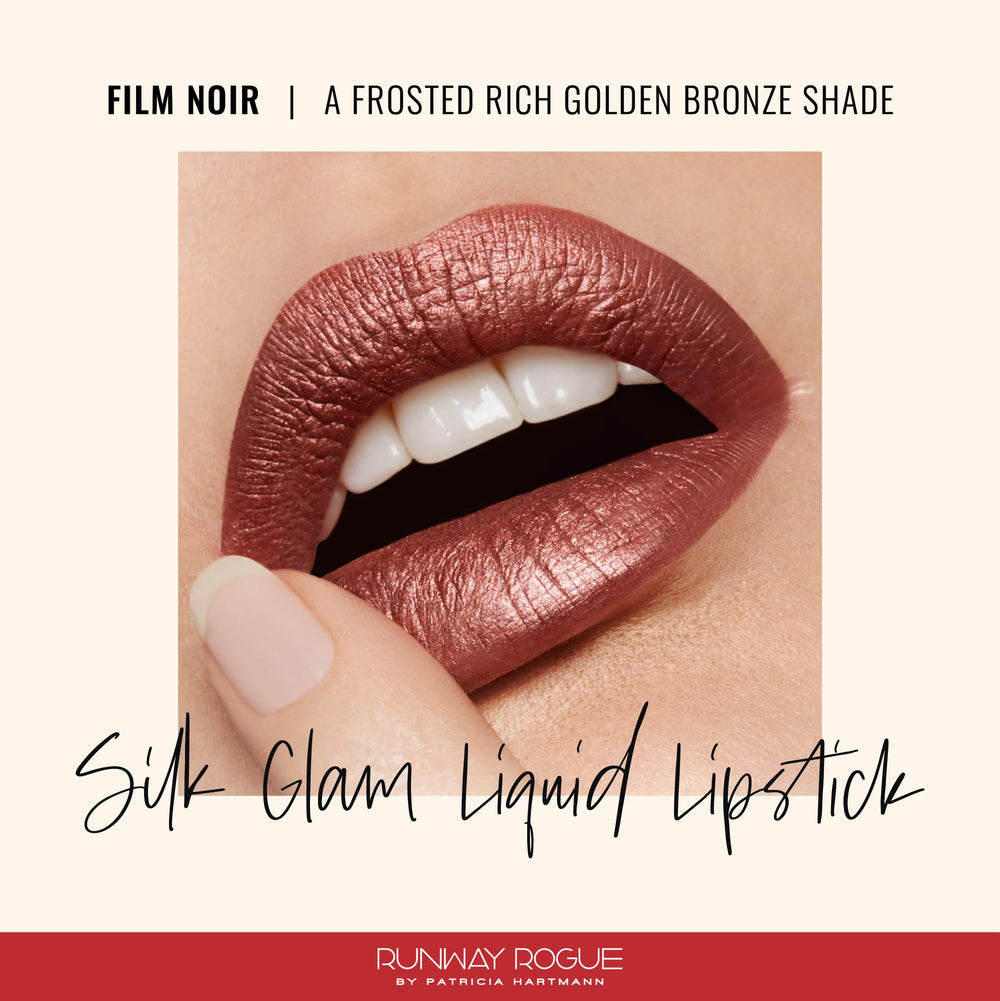Runway Rogue Silk Glam Lipstick Film Noir wear test demonstrates lasting color without touch-ups