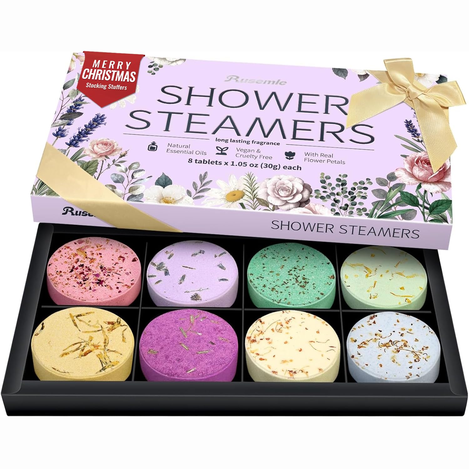 RUSEMLE shower steamer gift box with eight fragrances for a spa-like shower