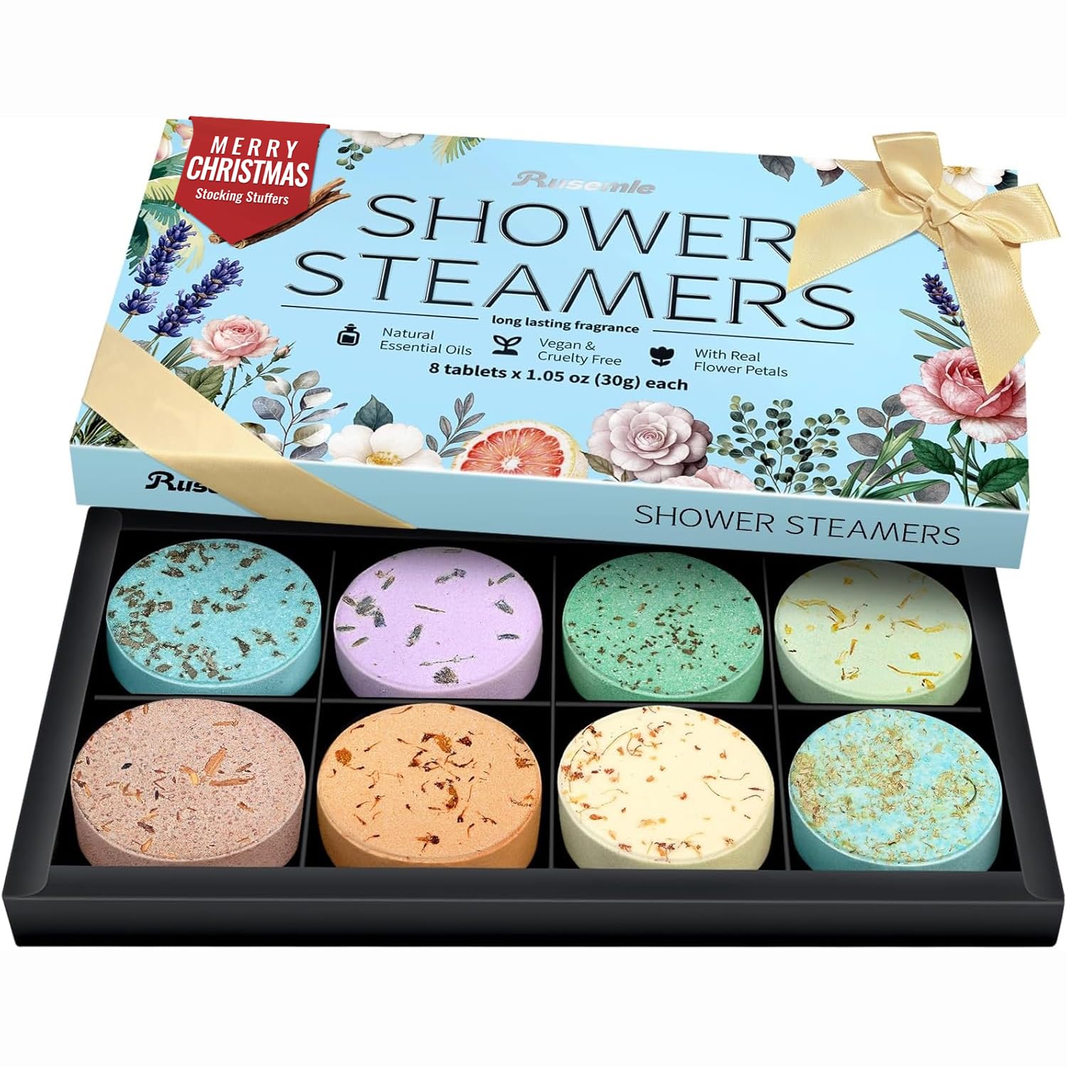 RUSEMLE gift box with eight shower steamers for home spa rituals