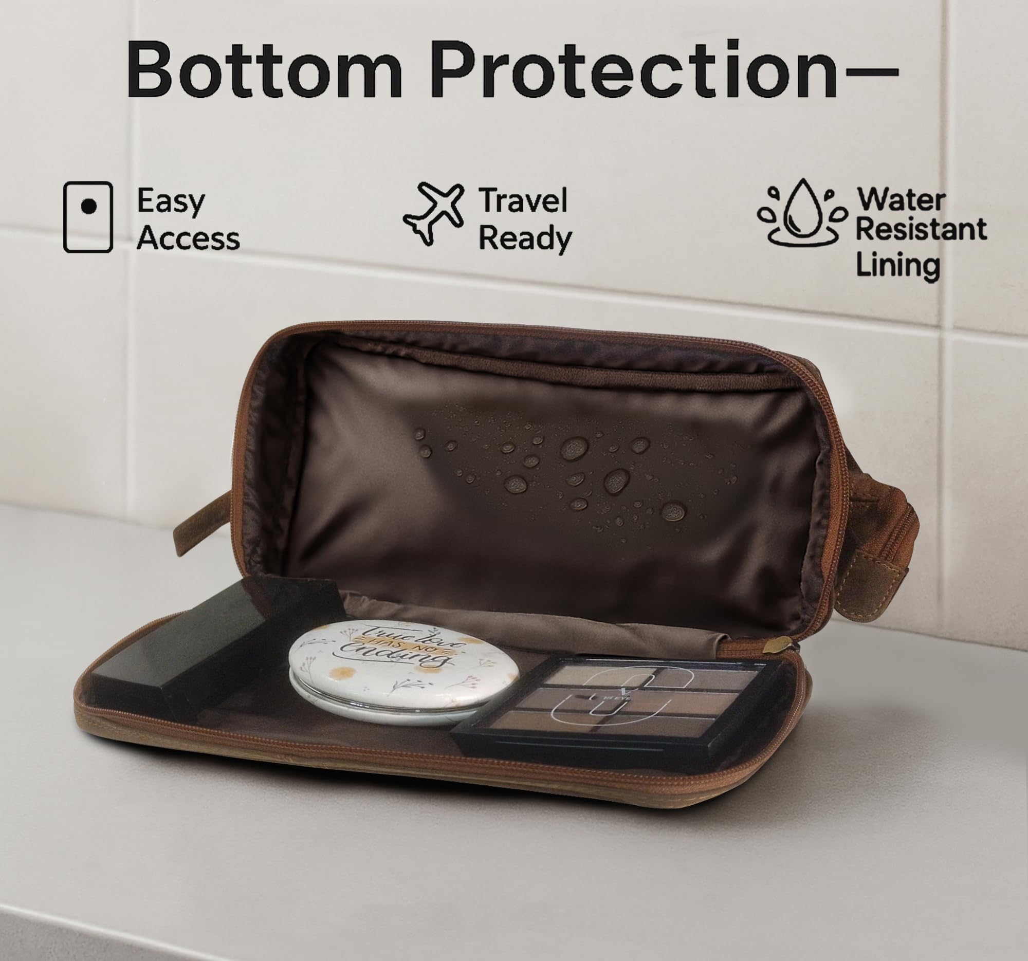 RUSTIC TOWN bag dimensions show compact yet roomy design for carry-on compatibility.