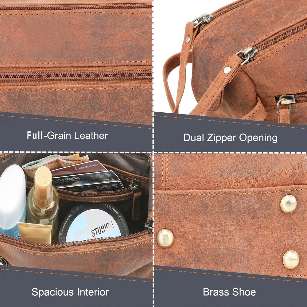 Rustic Town leather toiletry bag inner compartments showcase spill-proof organization for travel kits