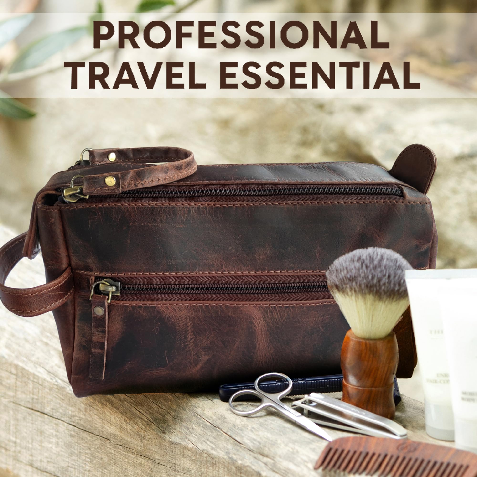 Rich leather texture of Rustic Town bag with natural patina