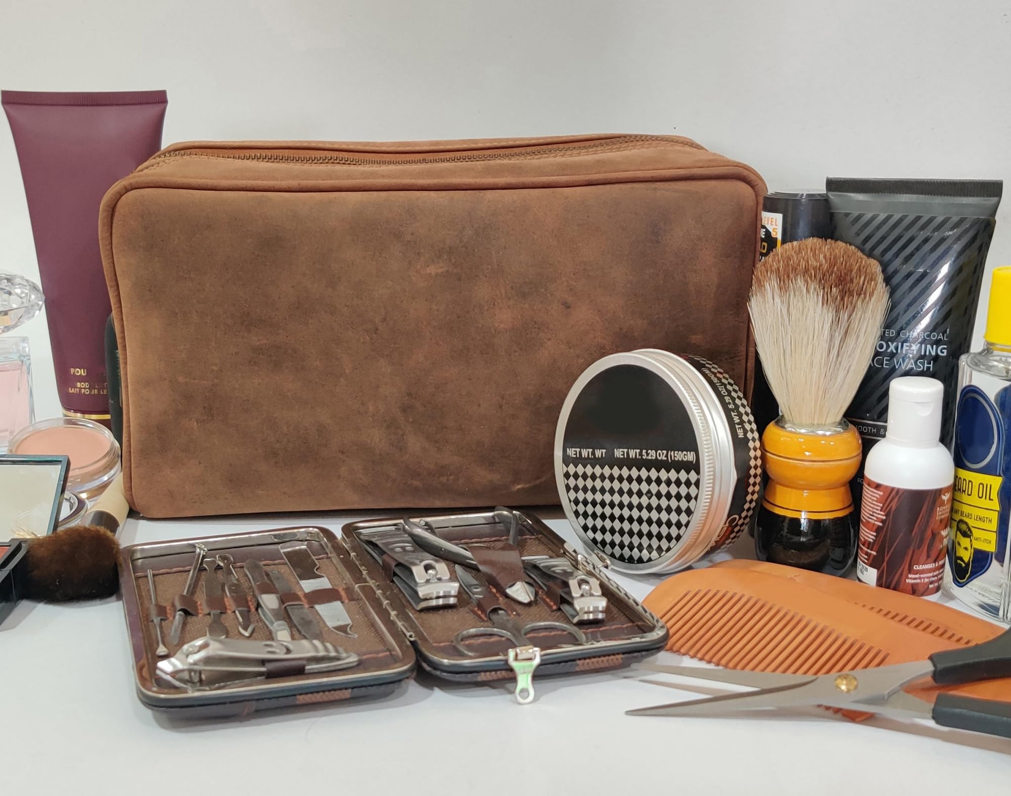 RUSTIC TOWN travel bag size 10-5x6 inches fits carry-on needs.
