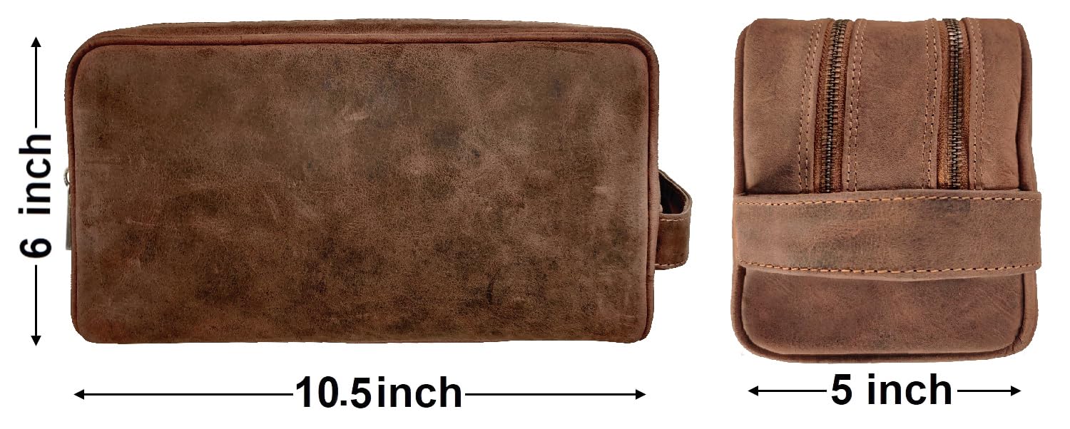 RUSTIC TOWN travel toiletry bag side handle emphasizes easy carry on the go.