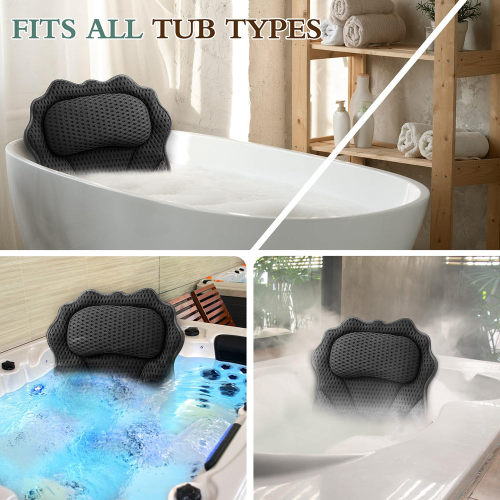 RUVINCE bath pillow includes hanging hooks for easy drying and storage.