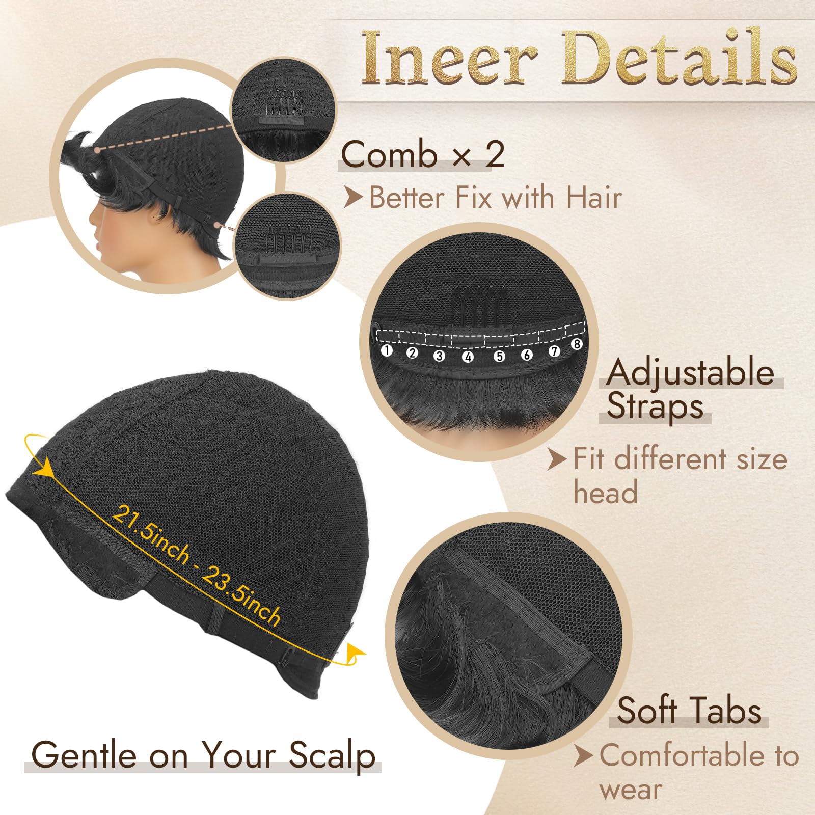 RUWISS Pixie Cut Wig packaging-ready image emphasizes portable convenience and quick styling.