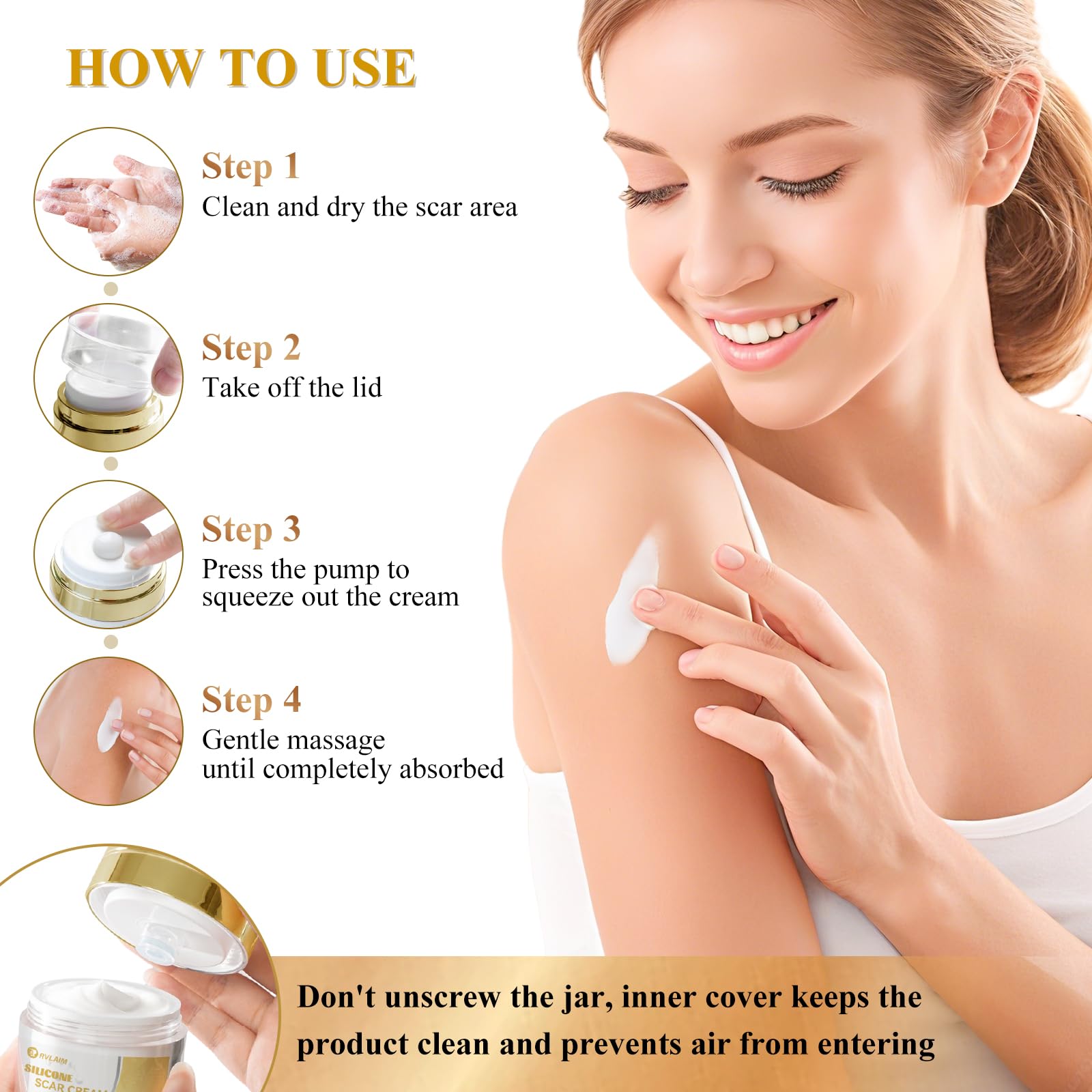 Rvlaim scar cream routine table hints at twice-daily application schedule.