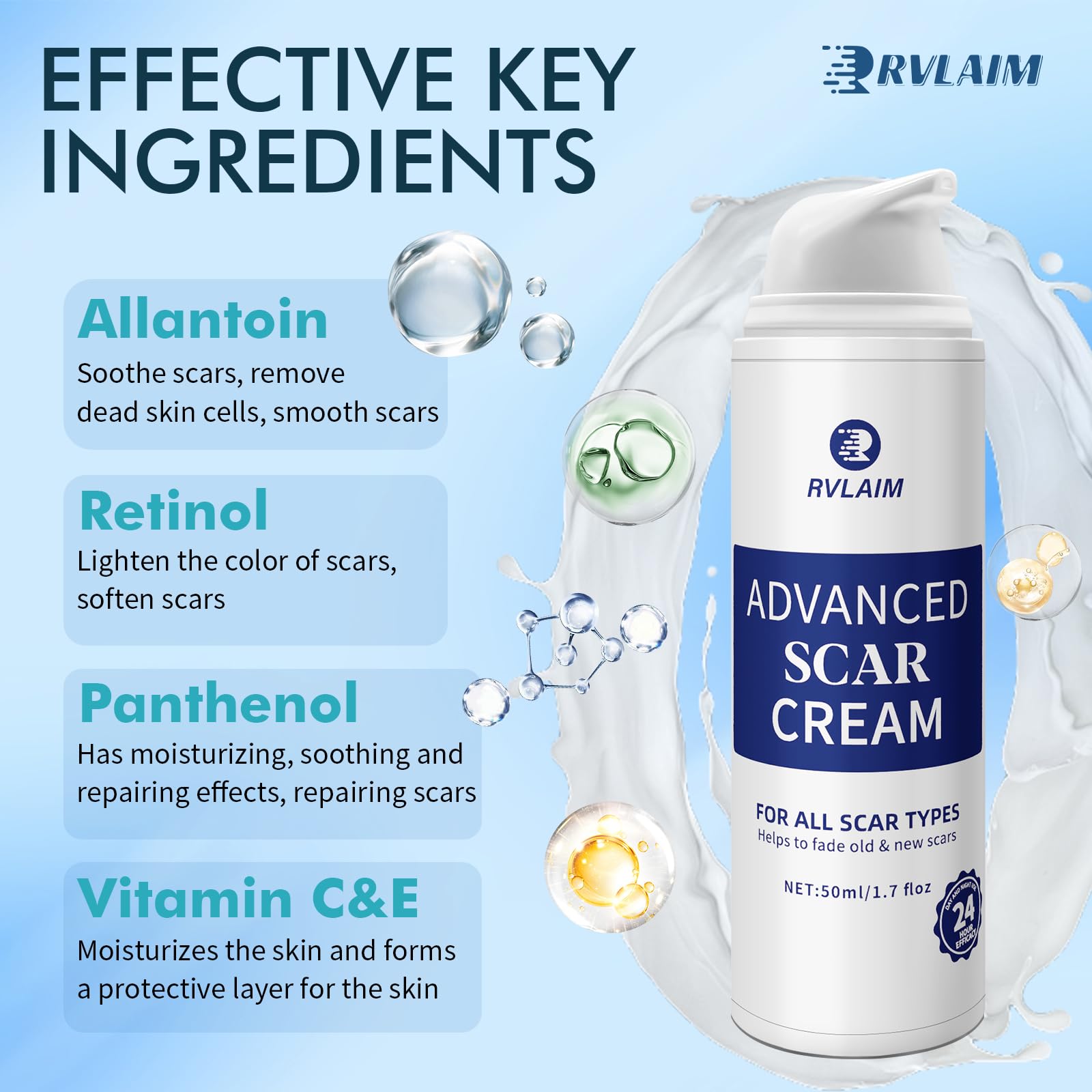 Rvlaim scar gel texture absorbs quickly for comfortable daytime use.