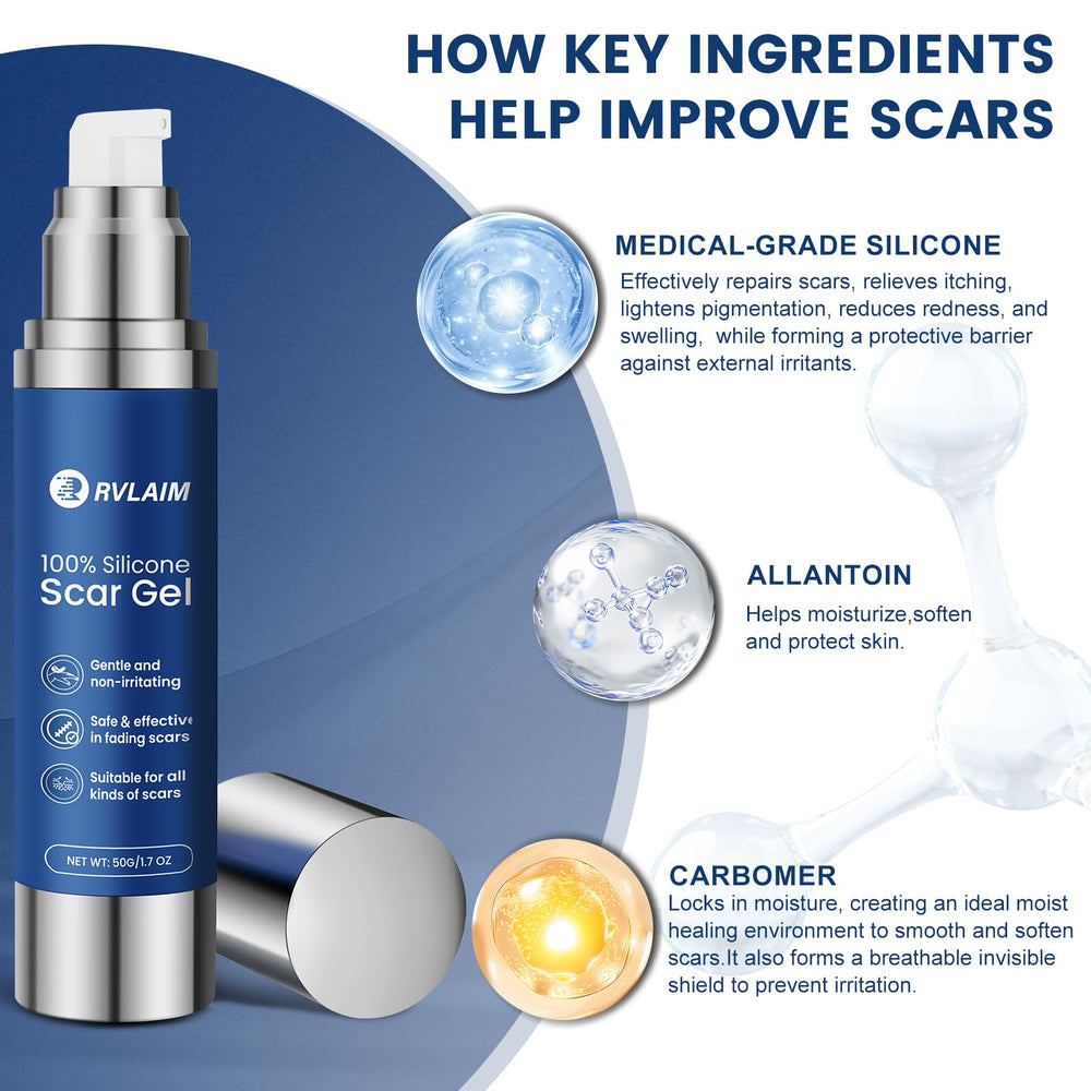Rvlaim silicone scar gel closeup texture demonstrates non-greasy absorption.
