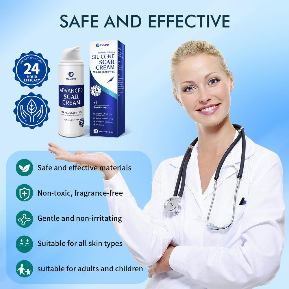 Rvlaim scar cream on skin demonstrates gentle, non-irritating scar care.