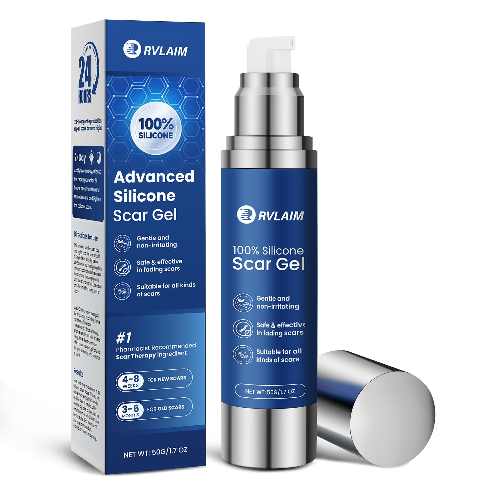 Rvlaim silicone scar gel tube 50ml for easy daily scar care.