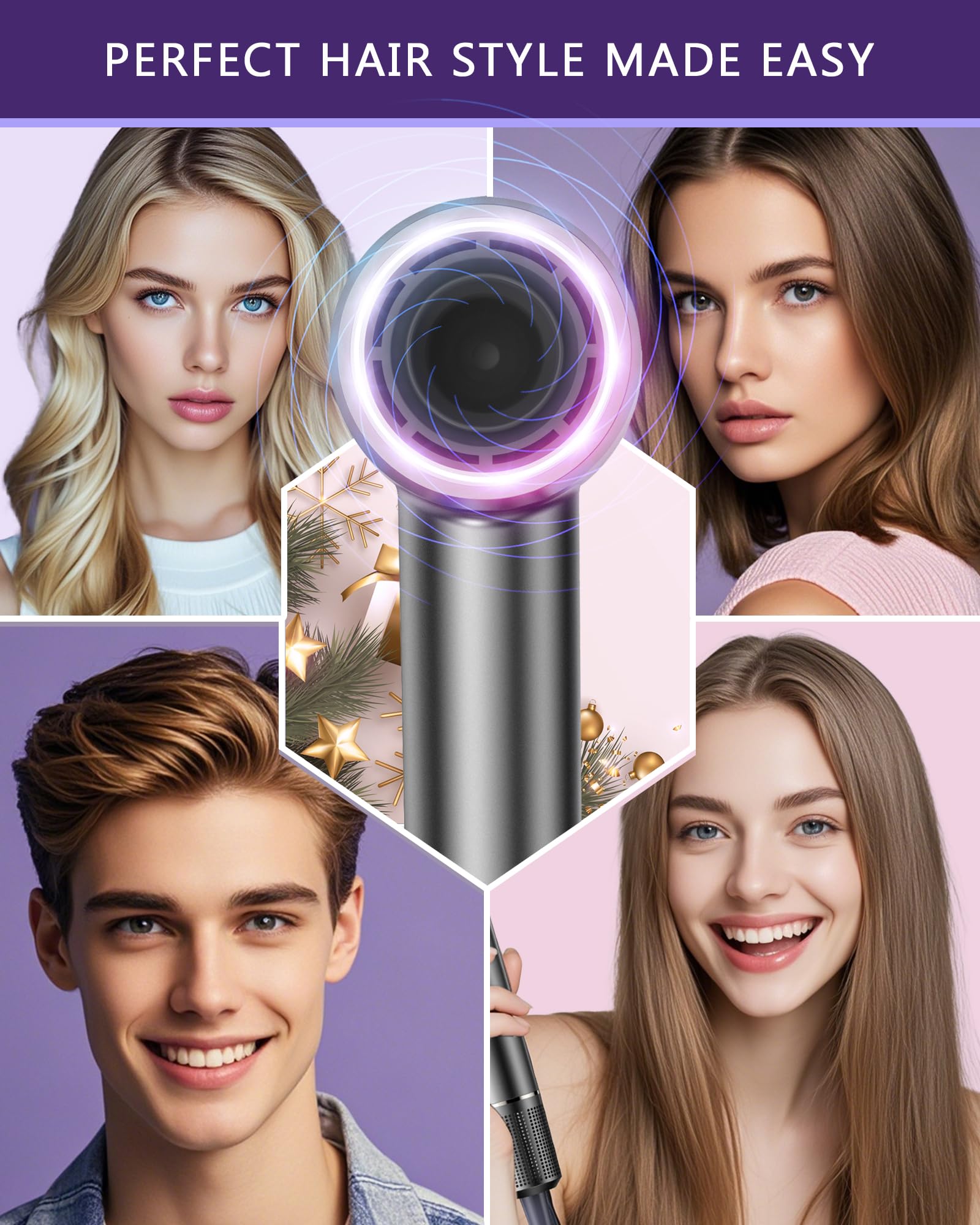 RXKJ hair dryer quiet-design reduces noise for calm routines.