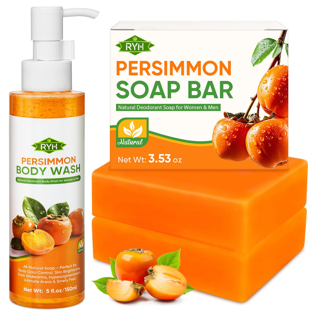 RYH Persimmon soap bar packaging emphasizes natural ingredients for odor control