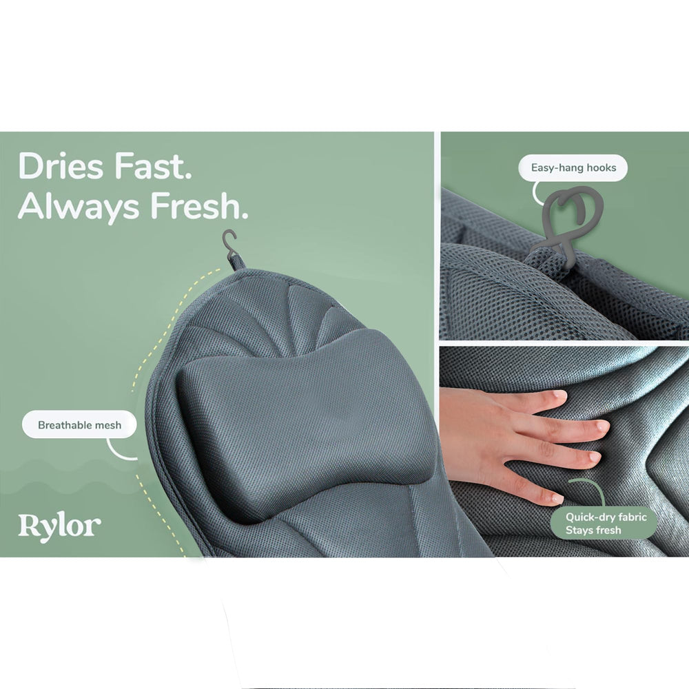 Rylor full body bath pillow doubles as a foot rest for spa-like sessions