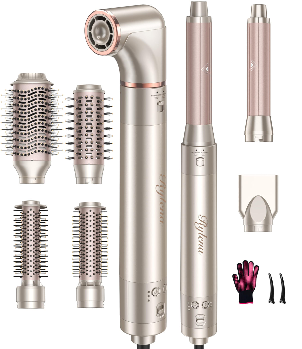 Rylena Deluxe 8-in-1 Air Styler Pro box shows gift-ready packaging for easy gifting