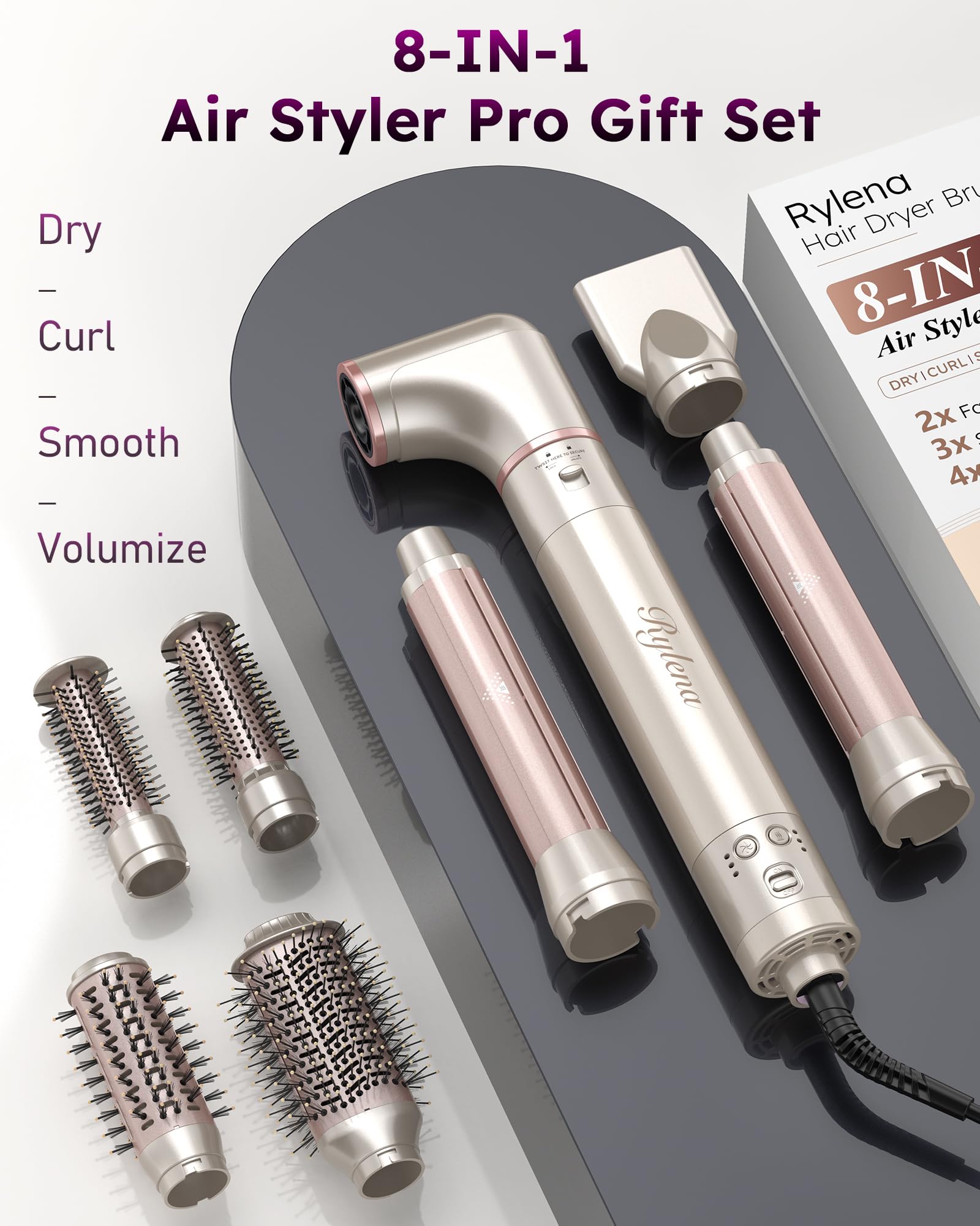 Rylena round brushes add volume with steady airflow