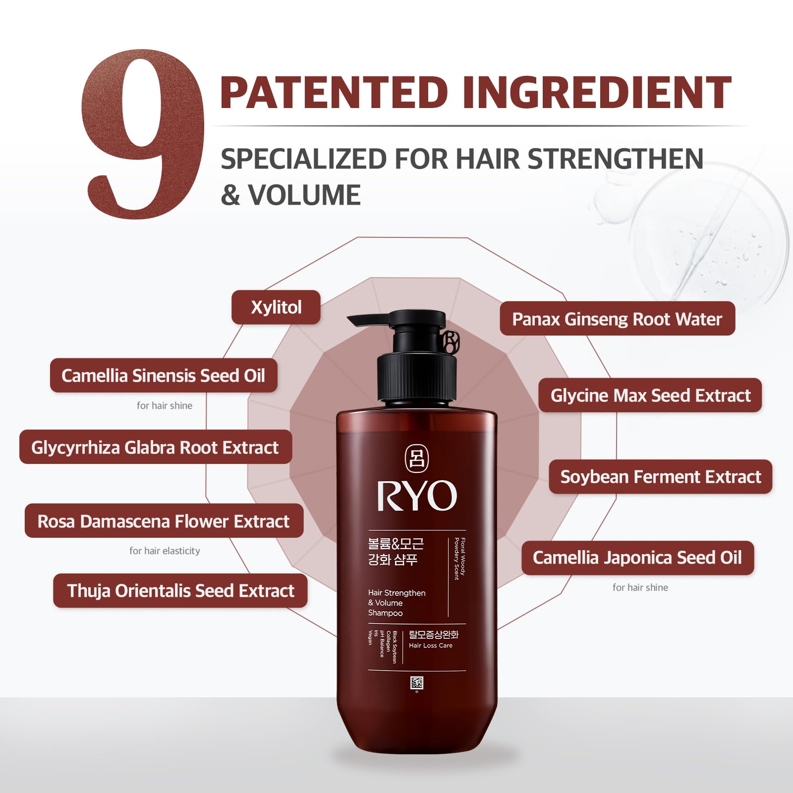 Patented soybean extract in Ryo formula for stronger-looking strands.