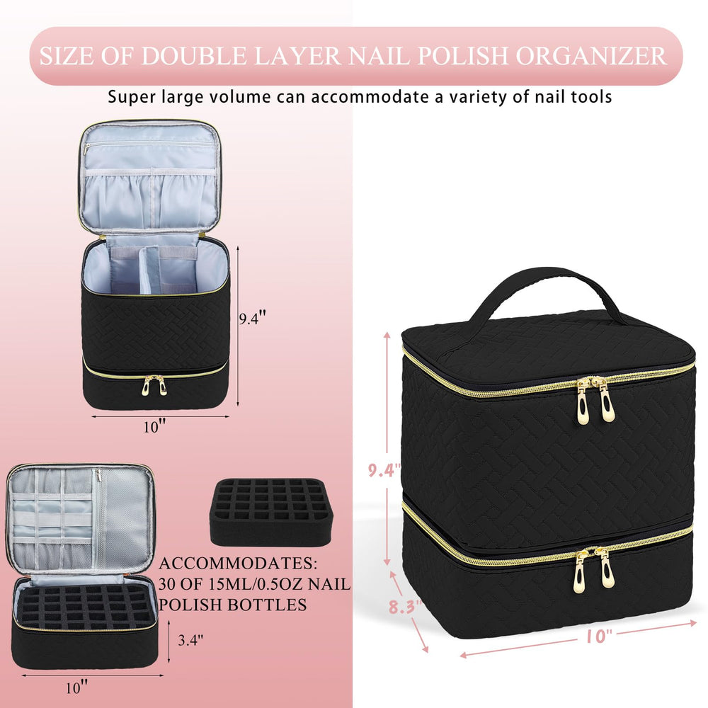 RZMAYIS Nail Polish Organizer top view shows lamp and tools within reach.