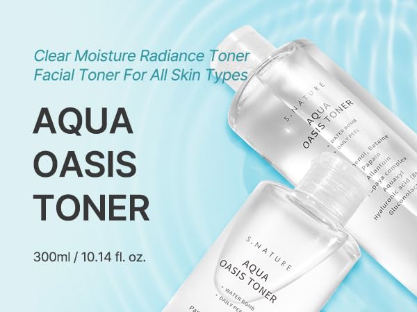 S.NATURE Aqua Oasis Toner pump-dispense showcases easy application and soothing routine.