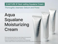 S.NATURE Aqua Squalane Cream bottle demonstrates easy, lightweight application.