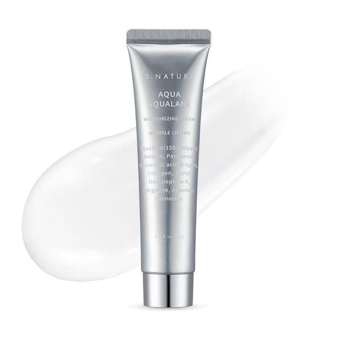 S.NATURE Aqua Squalane Cream packaging shows premium hydration and pore care.