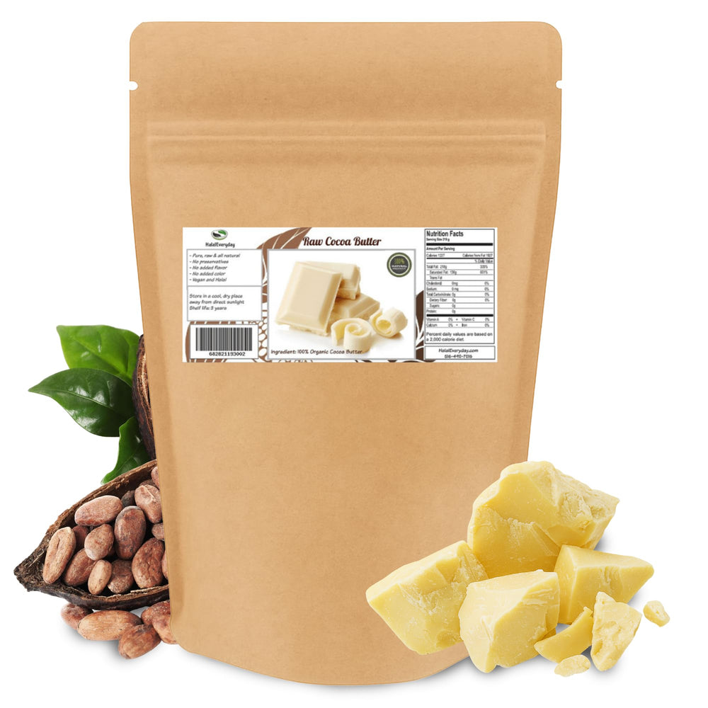 SaaQin Cocoa Butter chunks in resealable bag for easy DIY lotion or balm.