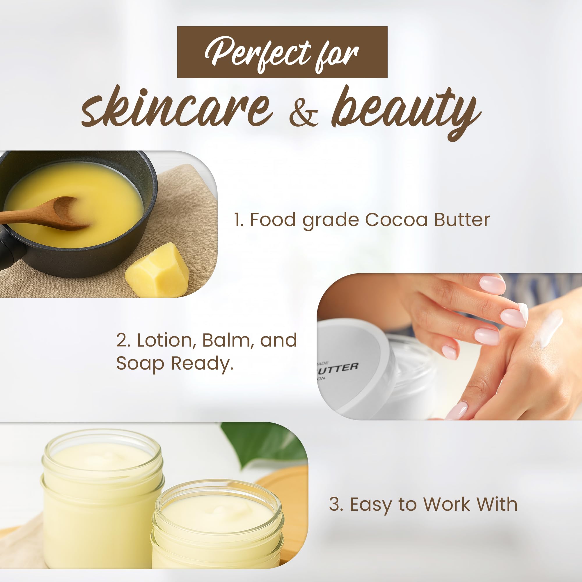 SaaQin Cocoa Butter unrefined and unbleached preserves natural character and aroma.