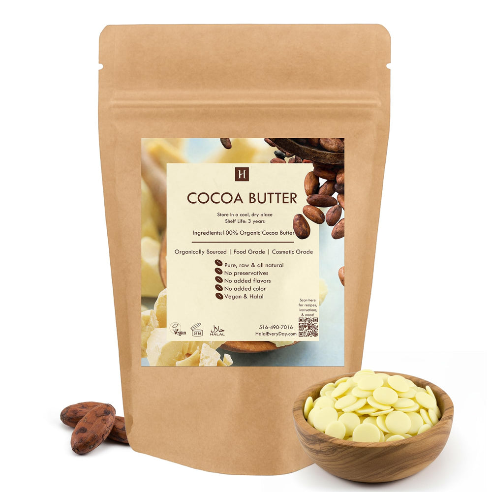 SAAQIN Raw Cocoa Butter discs ready for precise, mess-free measurements in DIY skincare.