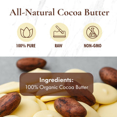 SAAQIN Cocoa Butter label highlights hexane-free and vegan ingredients.