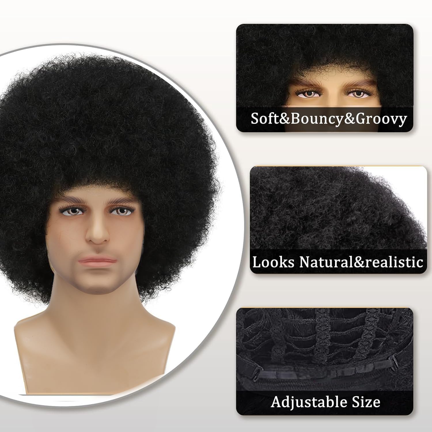 Sabosi Afro Wig for men—natural look close-up for everyday style.