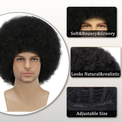 Sabosi Afro Wig for men—natural look close-up for everyday style.