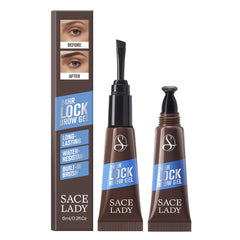 SACE LADY 24H lock brow gel built-in brush close-up shows precise brow application.