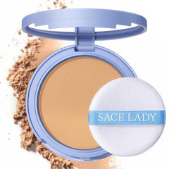 SACE LADY face powder compact close-up showing matte finish for all-day oil control.